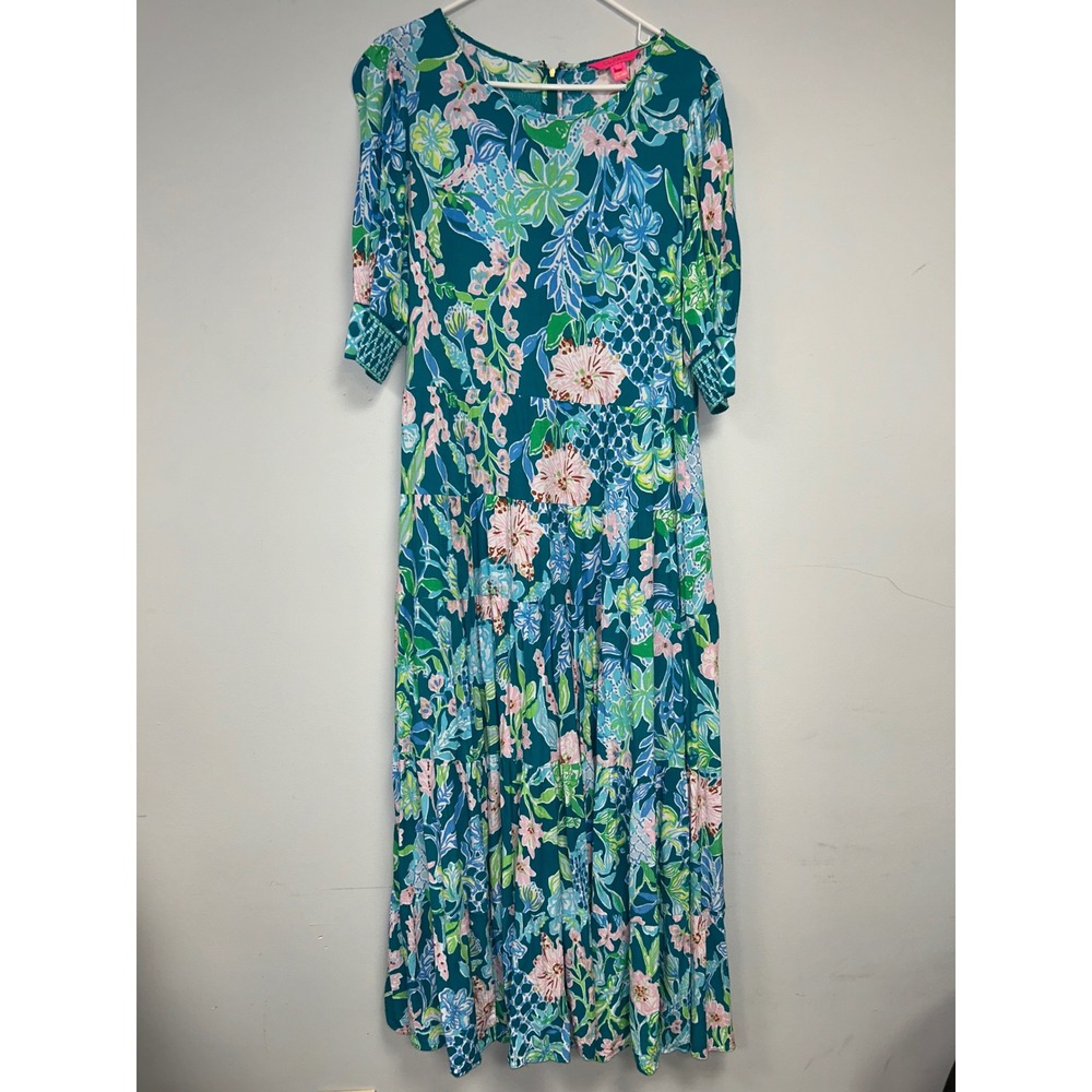 Lilly Pulitzer Amelia Elbow Sleeve Maxi Dress Hot On The Vine Multi Womens 12